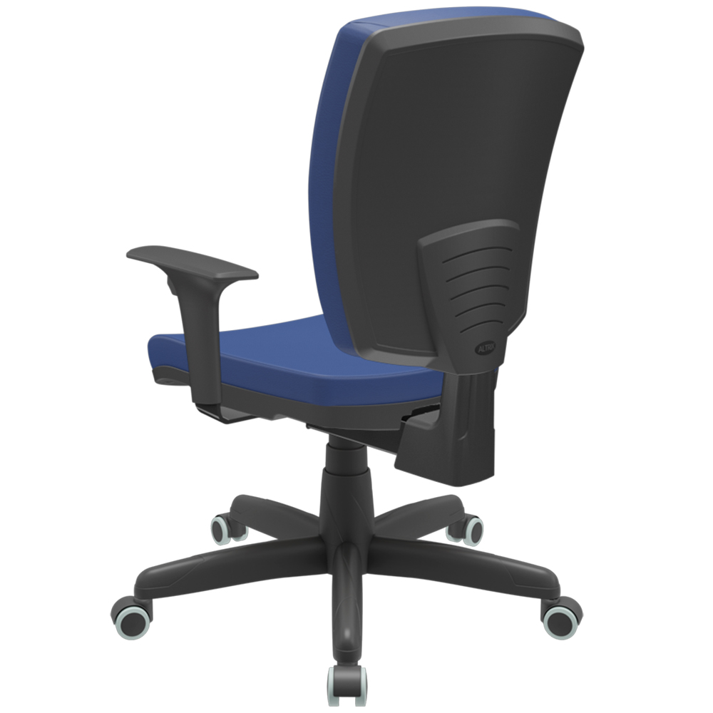 Kit 03 Cadeiras de Escritório Diretor Office Base Giratória Preto Alta Flexi P03 Vinil Azul - Lyam