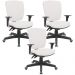 Kit 03 Cadeiras de Escritório Diretor Office Giratória Preto Alta Flexi P03 Vinil Branco - Lyam