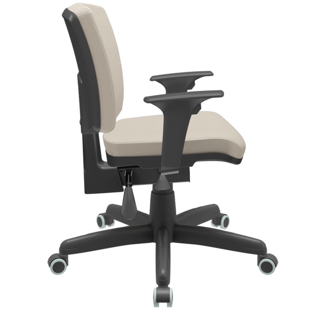Kit 03 Cadeiras de Escritório Executiva Office Giratória Preto Baixa Flexi P03 Vinil Bege - Lyam