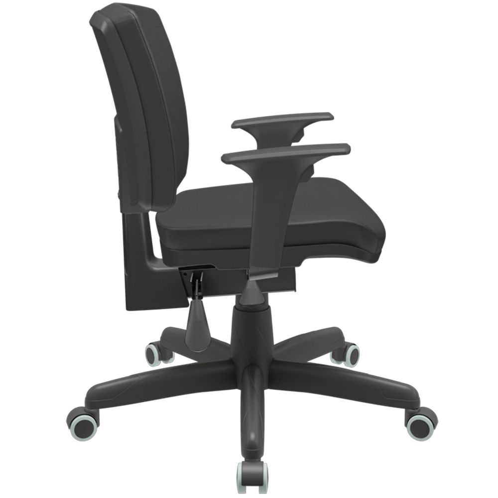 Kit 03 Cadeiras de Escritório Executiva Office Giratória Preto Baixa Flexi P03 Vinil Preto - Lyam