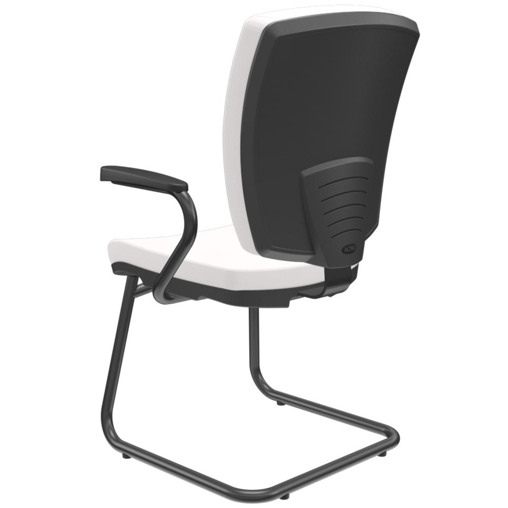 Kit 03 Cadeiras de Escritório Fixa Executiva Office Preto Slim Alta Flexi P03 Vinil Branco - Lyam