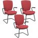 Kit 03 Cadeiras de Escritório Fixa Executiva Office Preto Slim Alta Flexi P03 Vinil Vermelho - Lyam
