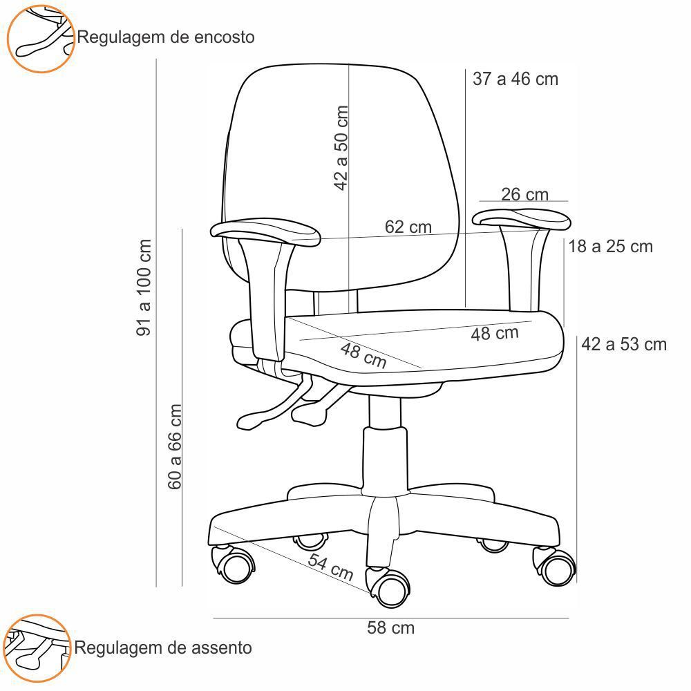 Kit 03 Cadeiras de Escritório Giratória Executiva Ergonômica Job L02 Linho Chumbo - Lyam Decor