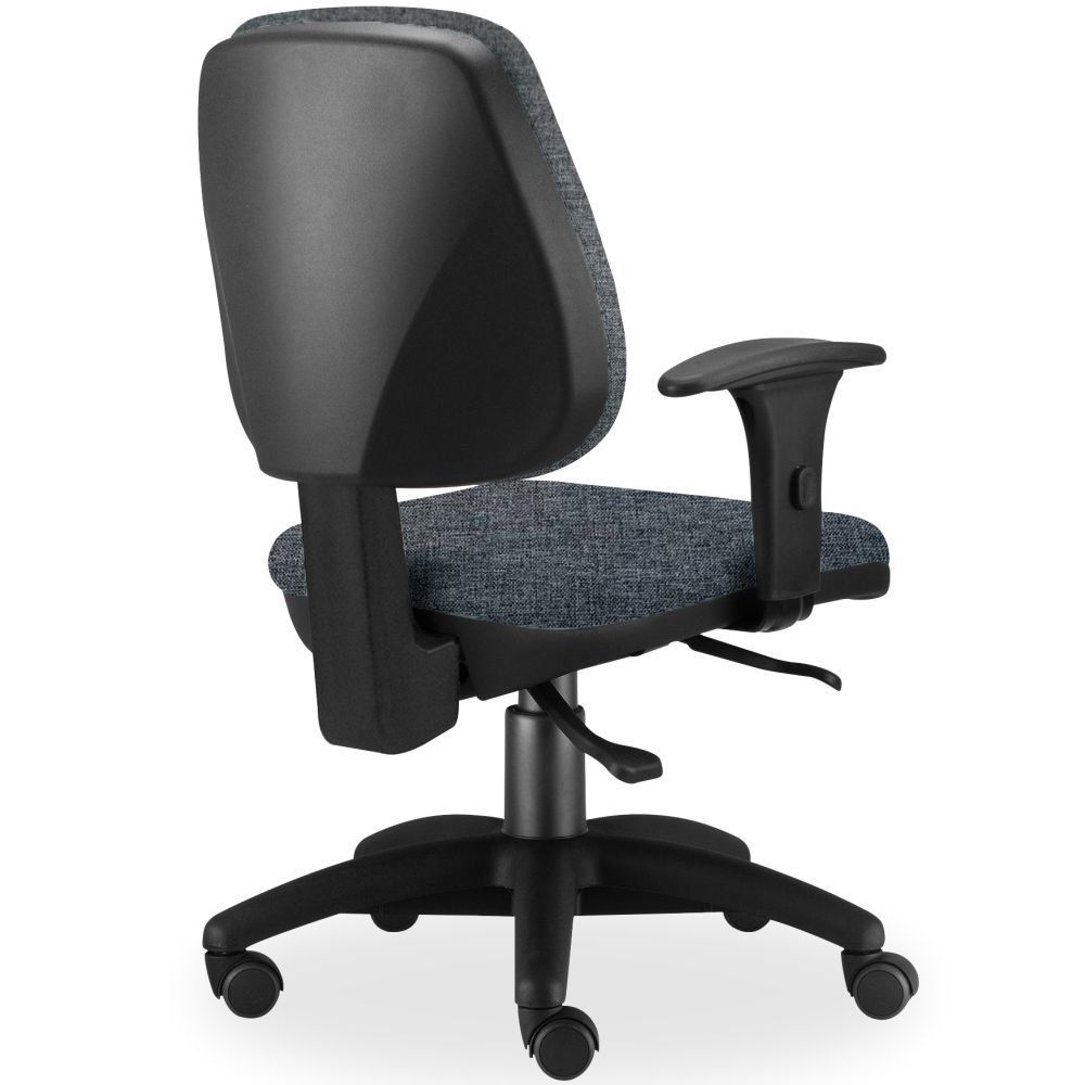 Kit 03 Cadeiras de Escritório Giratória Executiva Ergonômica Job L02 Linho Chumbo - Lyam Decor