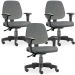 Kit 03 Cadeiras de Escritório Giratória Executiva Ergonômica Job L02 Linho Cinza Escuro - Lyam Decor