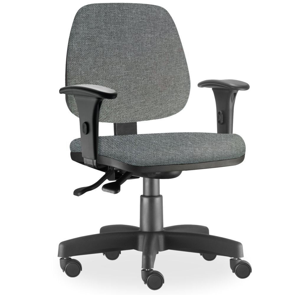 Kit 03 Cadeiras de Escritório Giratória Executiva Ergonômica Job L02 Linho Cinza Escuro - Lyam Decor