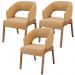 Kit 03 Cadeiras de Jantar e Estar Living Estofada Lince L02 Bouclê Mostarda - Lyam Decor