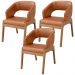 Kit 03 Cadeiras de Jantar e Estar Living Estofada Lince L02 Couríssimo Camel - Lyam Decor