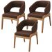 Kit 03 Cadeiras de Jantar e Estar Living Estofada Lince L02 Couríssimo Marrom - Lyam Decor