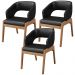 Kit 03 Cadeiras de Jantar e Estar Living Estofada Lince L02 Couríssimo Preto - Lyam Decor