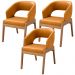 Kit 03 Cadeiras de Jantar e Estar Living Estofada Lince L02 Couríssimo Whisky - Lyam Decor