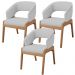 Kit 03 Cadeiras de Jantar e Estar Living Estofada Lince L02 Linho Cinza - Lyam Decor