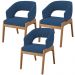 Kit 03 Cadeiras de Jantar e Estar Living Estofada Lince L02 Suede Azul Marinho - Lyam Decor
