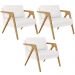 Kit 03 Poltrona Decorativa Para Sala Pietra Estrutura De Madeira L02 Corano Branco - Lyam Decor