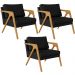 Kit 03 Poltrona Decorativa Para Sala Pietra Estrutura De Madeira L02 Corano Preto - Lyam Decor