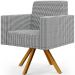 Kit 03 Poltronas Decorativa Base Giratória de Madeira Helô L02 Pied Poule - Lyam Decor