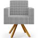 Kit 03 Poltronas Decorativa Base Giratória de Madeira Helô L02 Pied Poule - Lyam Decor