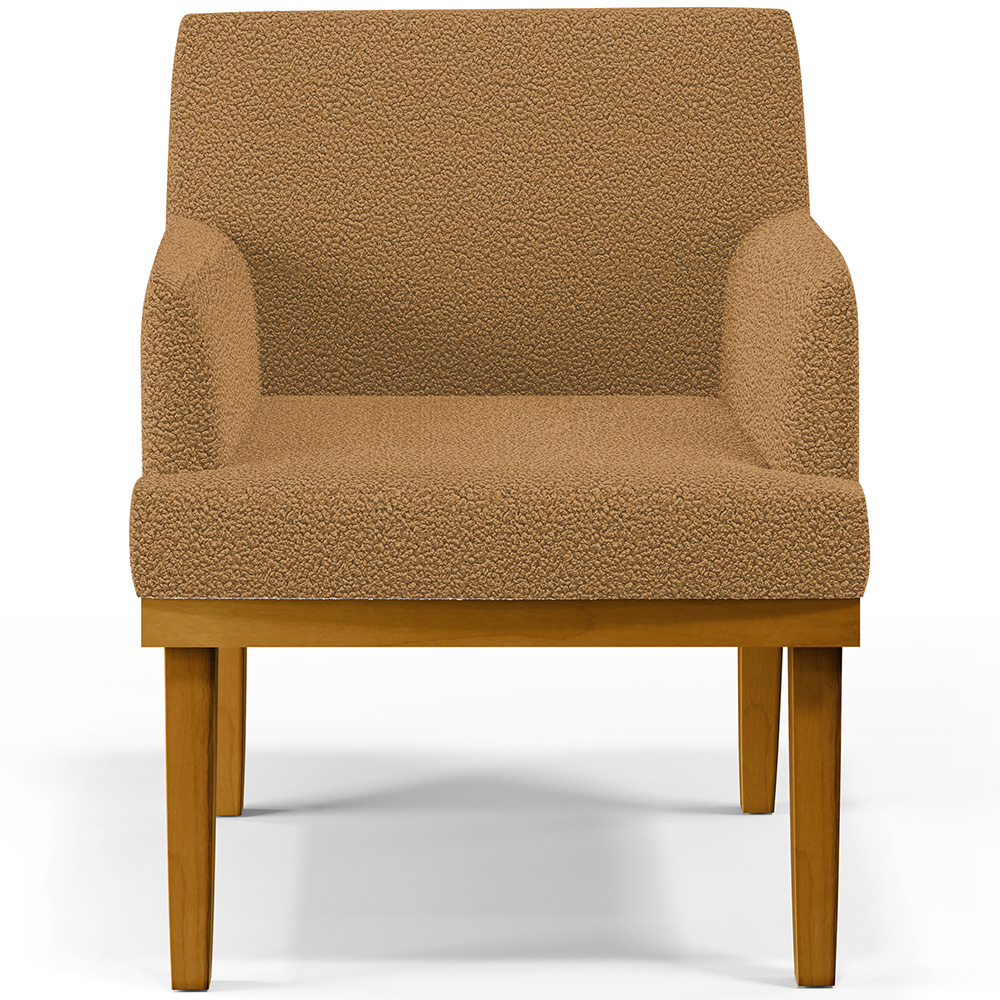 Kit 03 Poltronas Decorativa Para Sala De Estar E Recepção Beatriz W01 Bouclê Mostarda - Lyam Decor