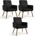 Kit 03 Poltronas Decorativa Para Sala De Estar Maria W01 Pés Palito Couríssimo Preto - Lyam Decor