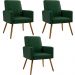 Kit 03 Poltronas Decorativa Para Sala De Estar Maria W01 Pés Palito Facto Verde Musgo - Lyam Decor
