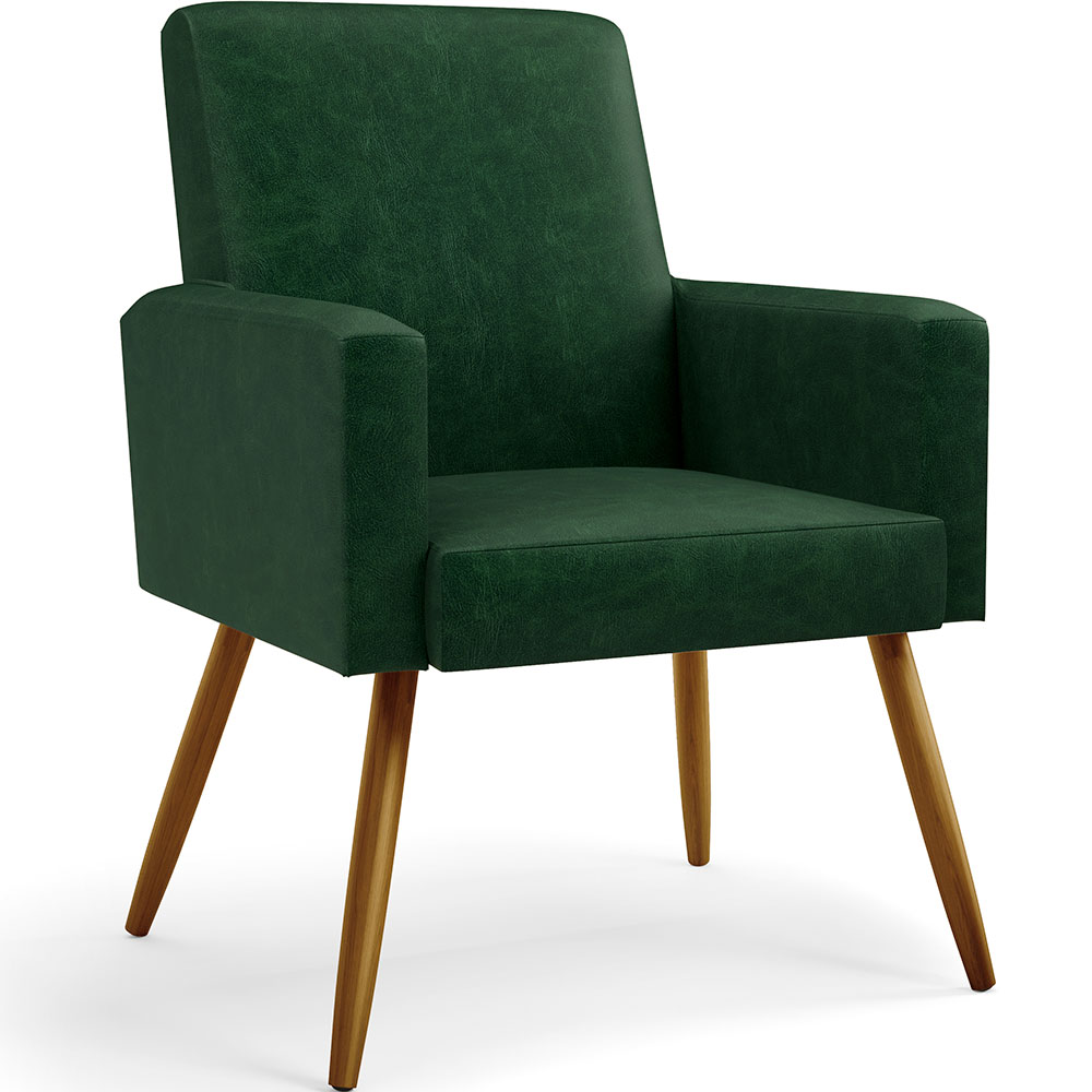 Kit 03 Poltronas Decorativa Para Sala De Estar Maria W01 Pés Palito Facto Verde Musgo - Lyam Decor