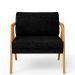Kit 03 Poltronas Decorativa Para Sala Estar Pietra Estrutura De Madeira L02 Linho Chumbo - Lyam Decor
