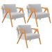 Kit 03 Poltronas Decorativa Para Sala Estar Pietra Estrutura De Madeira L02 Linho Cinza - Lyam Decor