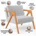 Kit 03 Poltronas Decorativa Para Sala Estar Pietra Estrutura De Madeira L02 Linho Cinza - Lyam Decor