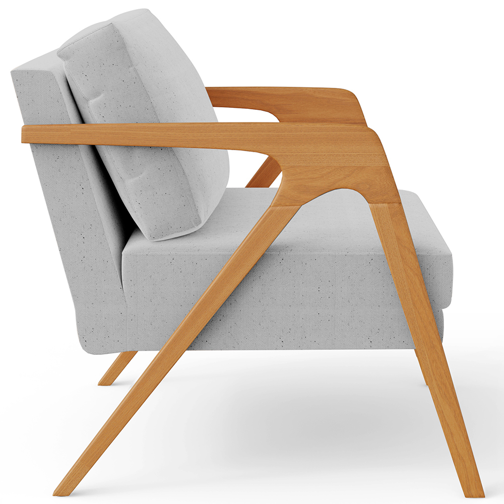 Kit 03 Poltronas Decorativa Para Sala Estar Pietra Estrutura De Madeira L02 Linho Cinza - Lyam Decor