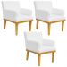Kit 03 Poltronas Decorativa Para Sala de Estar Base Mel Beatriz W01 Corano Branco - Lyam Decor