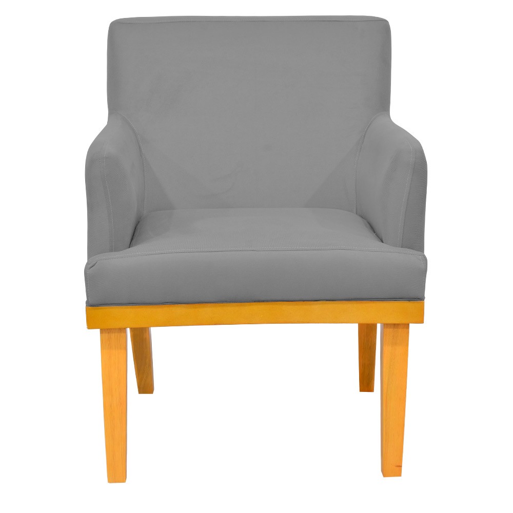 Kit 03 Poltronas Decorativa Para Sala de Estar Base Mel Beatriz W01 Corano Cinza - Lyam Decor