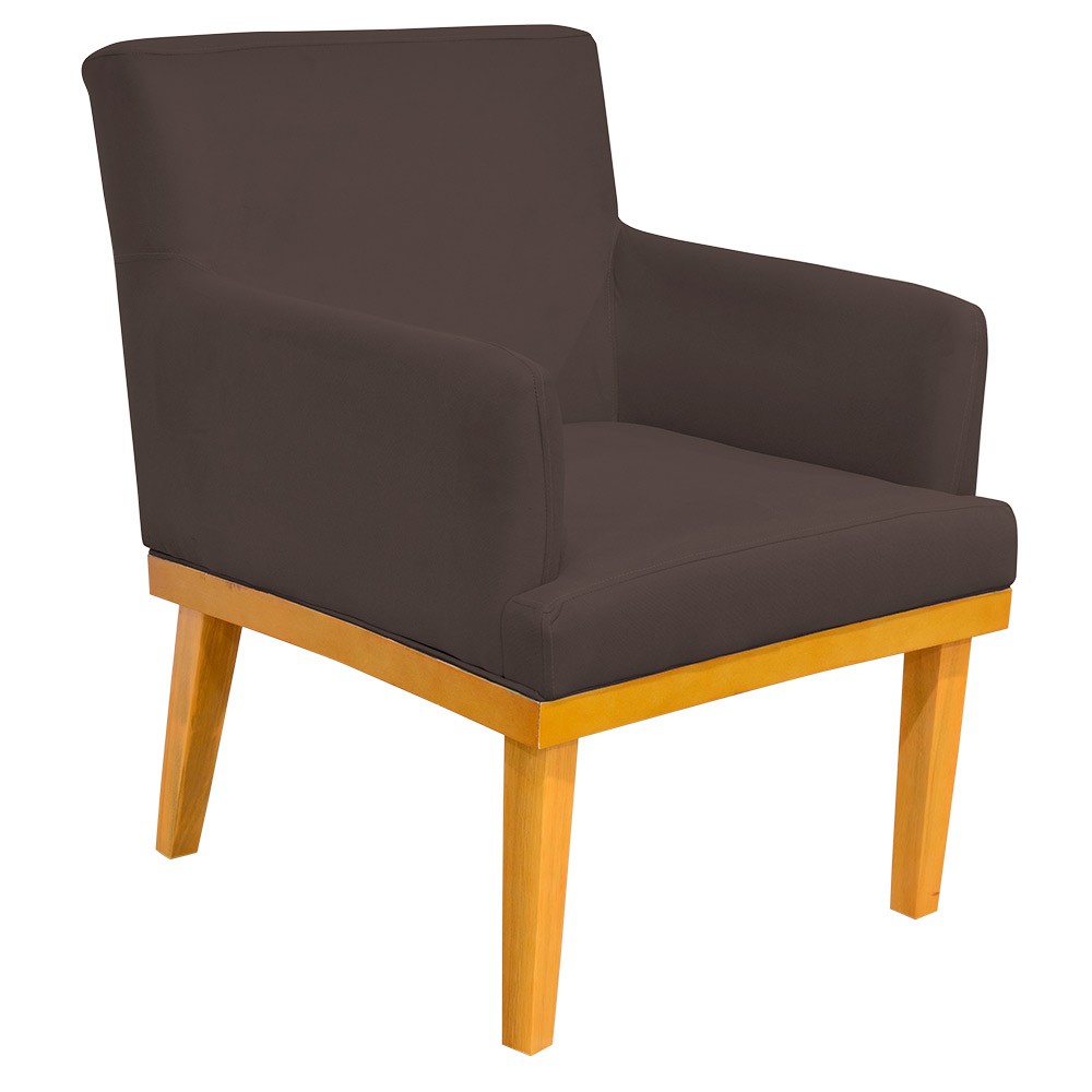 Kit 03 Poltronas Decorativa Para Sala de Estar Base Mel Beatriz W01 Suede Marrom - Lyam Decor