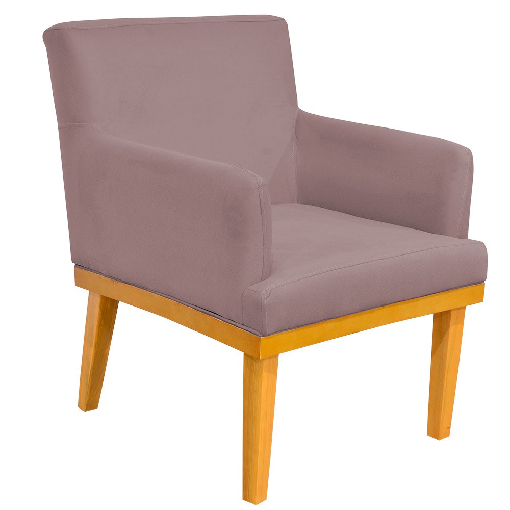 Kit 03 Poltronas Decorativa Para Sala de Estar Base Mel Beatriz W01 Suede Rosê - Lyam Decor