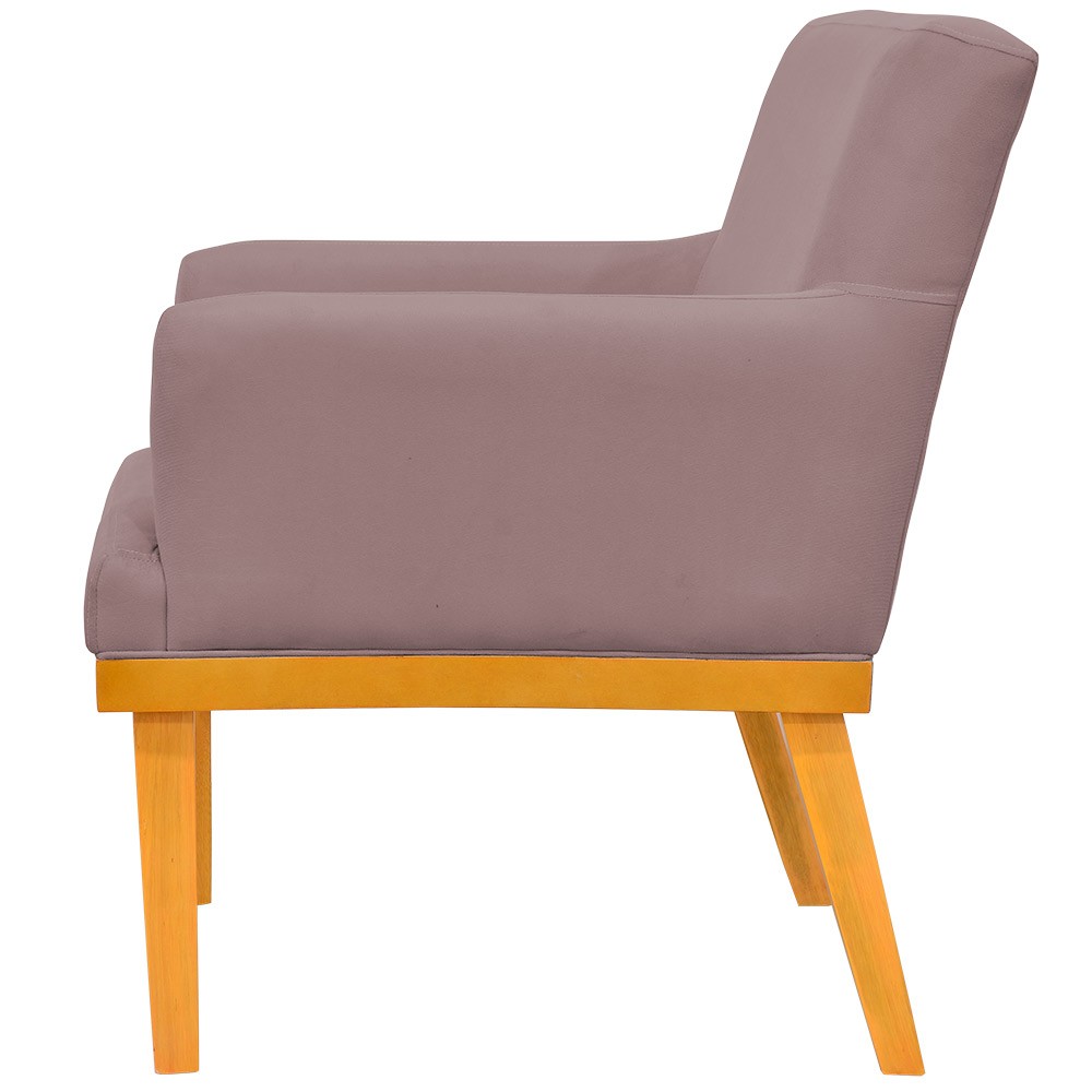 Kit 03 Poltronas Decorativa Para Sala de Estar Base Mel Beatriz W01 Suede Rosê - Lyam Decor