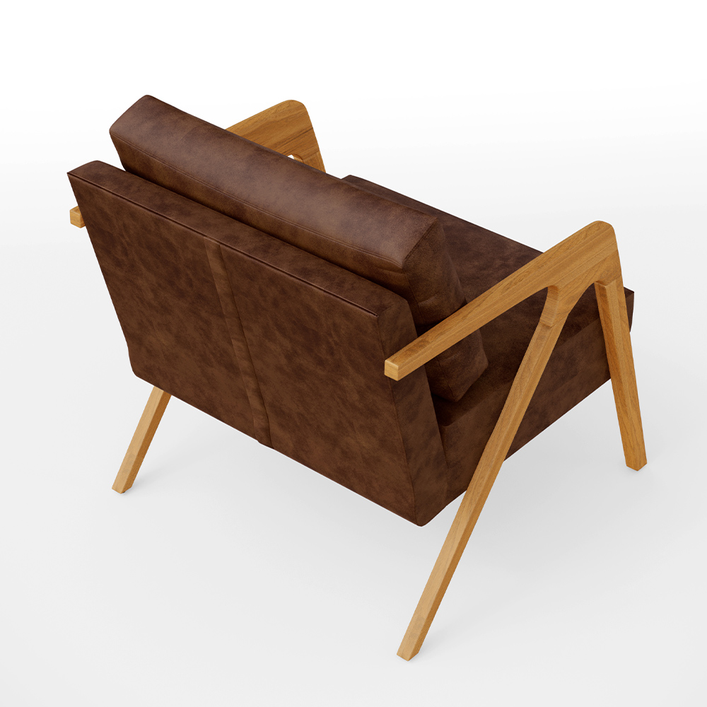 Kit 03 Poltronas Decorativa Sala Estar Pietra Com Estrutura Madeira L02 Couríssimo Marrom-Lyam Decor