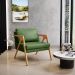 Kit 03 Poltronas Decorativa Sala Pietra Com Estrutura Madeira L02 Facto Verde Musgo - Lyam Decor
