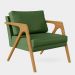 Kit 03 Poltronas Decorativa Sala Pietra Com Estrutura Madeira L02 Facto Verde Musgo - Lyam Decor