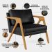 Kit 03 Poltronas Decorativa Sala Pietra Estrutura Madeira L02 Couríssimo Preto Brilho - Lyam Decor