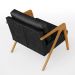 Kit 03 Poltronas Decorativa Sala Pietra Estrutura Madeira L02 Couríssimo Preto Brilho - Lyam Decor