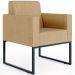 Kit 03 Poltronas Decorativa Sala Recepção Base Fixa De Metal Helô L02 Linho Bege Escuro - Lyam Decor