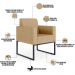 Kit 03 Poltronas Decorativa Sala Recepção Base Fixa De Metal Helô L02 Linho Bege Escuro - Lyam Decor
