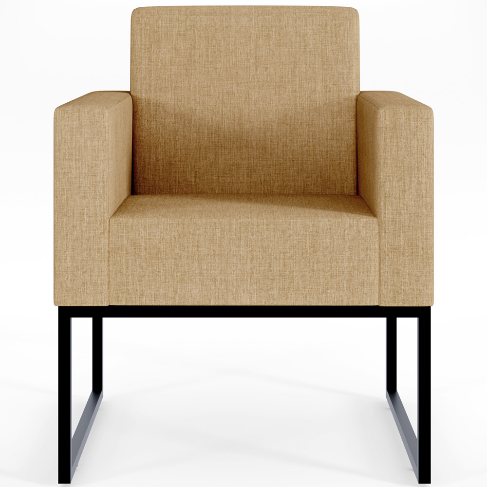 Kit 03 Poltronas Decorativa Sala Recepção Base Fixa De Metal Helô L02 Linho Bege Escuro - Lyam Decor