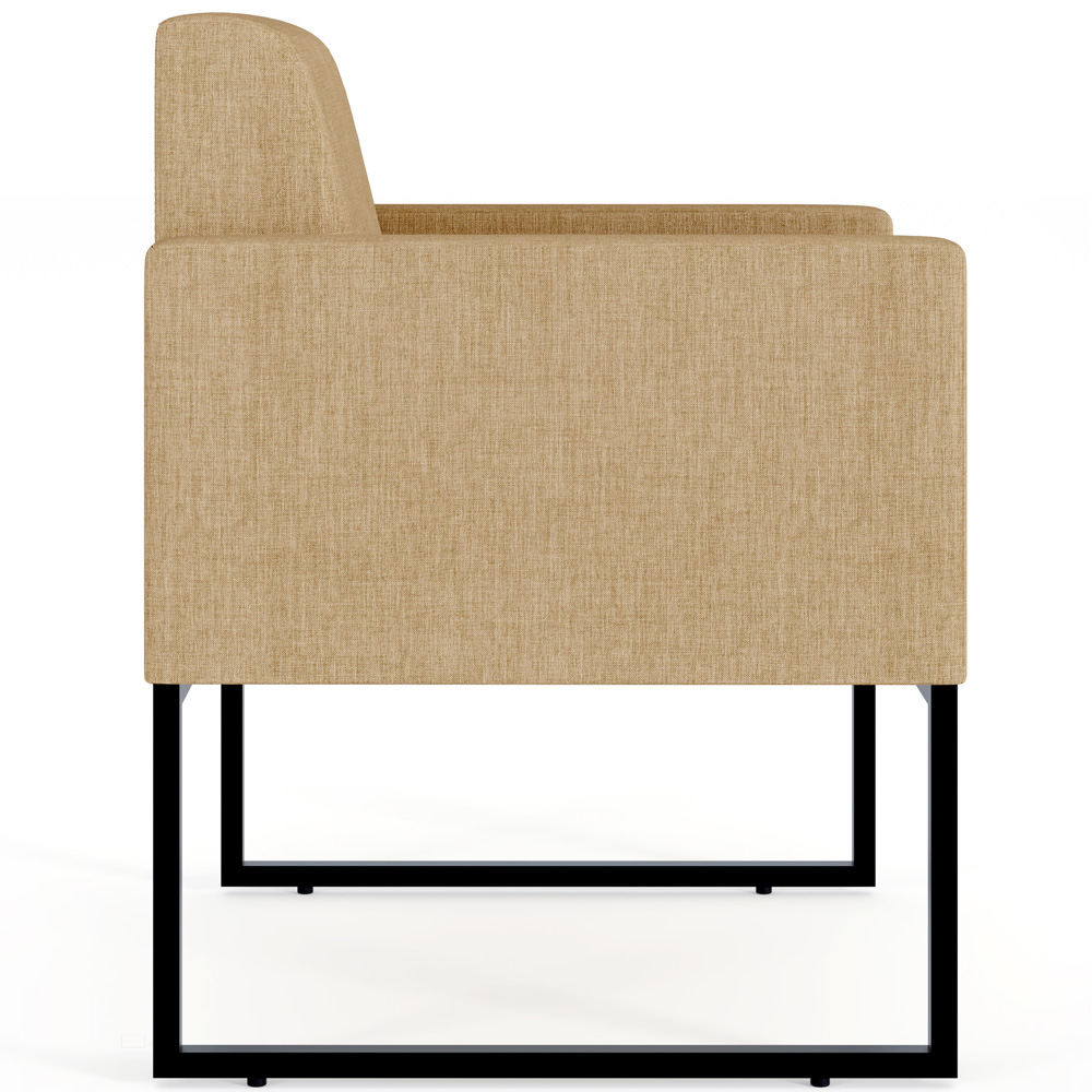 Kit 03 Poltronas Decorativa Sala Recepção Base Fixa De Metal Helô L02 Linho Bege Escuro - Lyam Decor