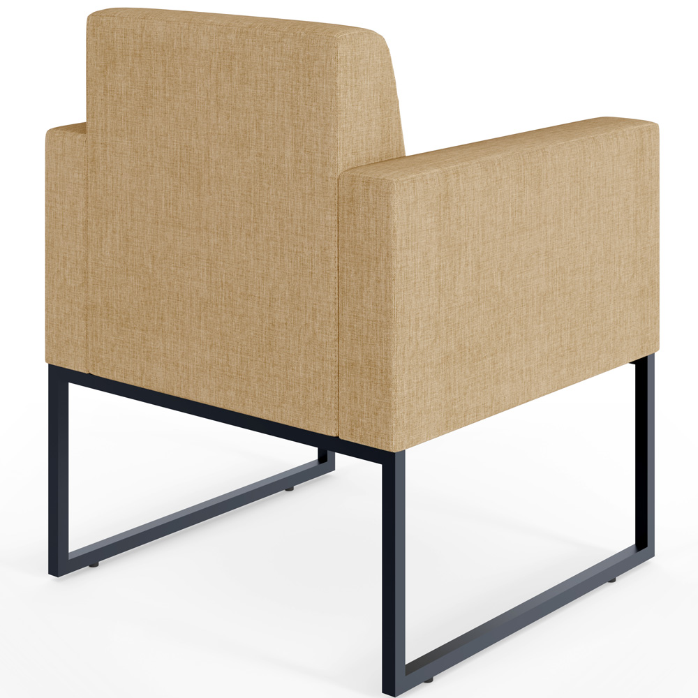 Kit 03 Poltronas Decorativa Sala Recepção Base Fixa De Metal Helô L02 Linho Bege Escuro - Lyam Decor