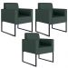 Kit 03 Poltronas Decorativa Sala Recepção Base Fixa De Metal Helô L02 Linho Verde Musgo - Lyam Decor