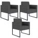 Kit 03 Poltronas Decorativa Sala e Recepção Base Fixa Metal Helô L02 Linho Cinza Escuro - Lyam Decor