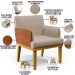 Kit 03 Poltronas Decorativas Base Mel Beatriz W01 Linho Bege Couríssimo Camel - Lyam Decor