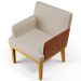 Kit 03 Poltronas Decorativas Base Mel Beatriz W01 Linho Bege Couríssimo Camel - Lyam Decor