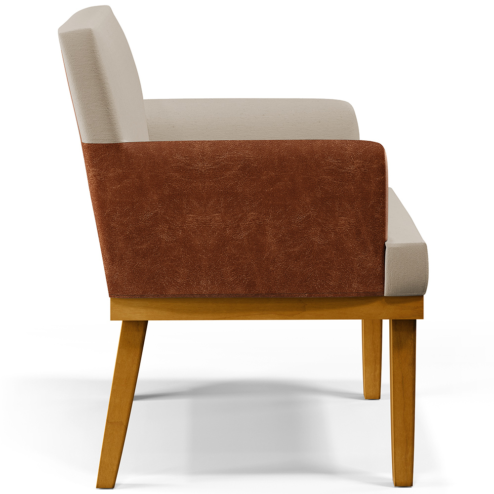 Kit 03 Poltronas Decorativas Base Mel Beatriz W01 Linho Bege Couríssimo Camel - Lyam Decor
