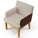 Kit 03 Poltronas Decorativas Base Mel Beatriz W01 Linho Bege Couríssimo Marrom - Lyam Decor